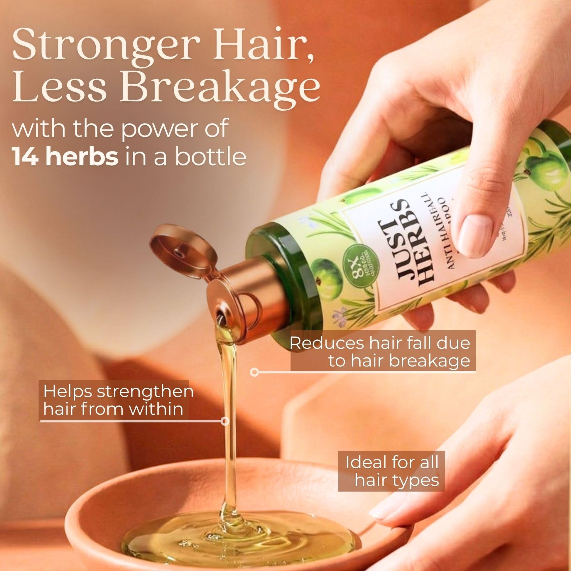 Just Herbs Ayurvedic Shampoo with Amla, Hibiscus & Neem for Normal to Oily Hair - back view