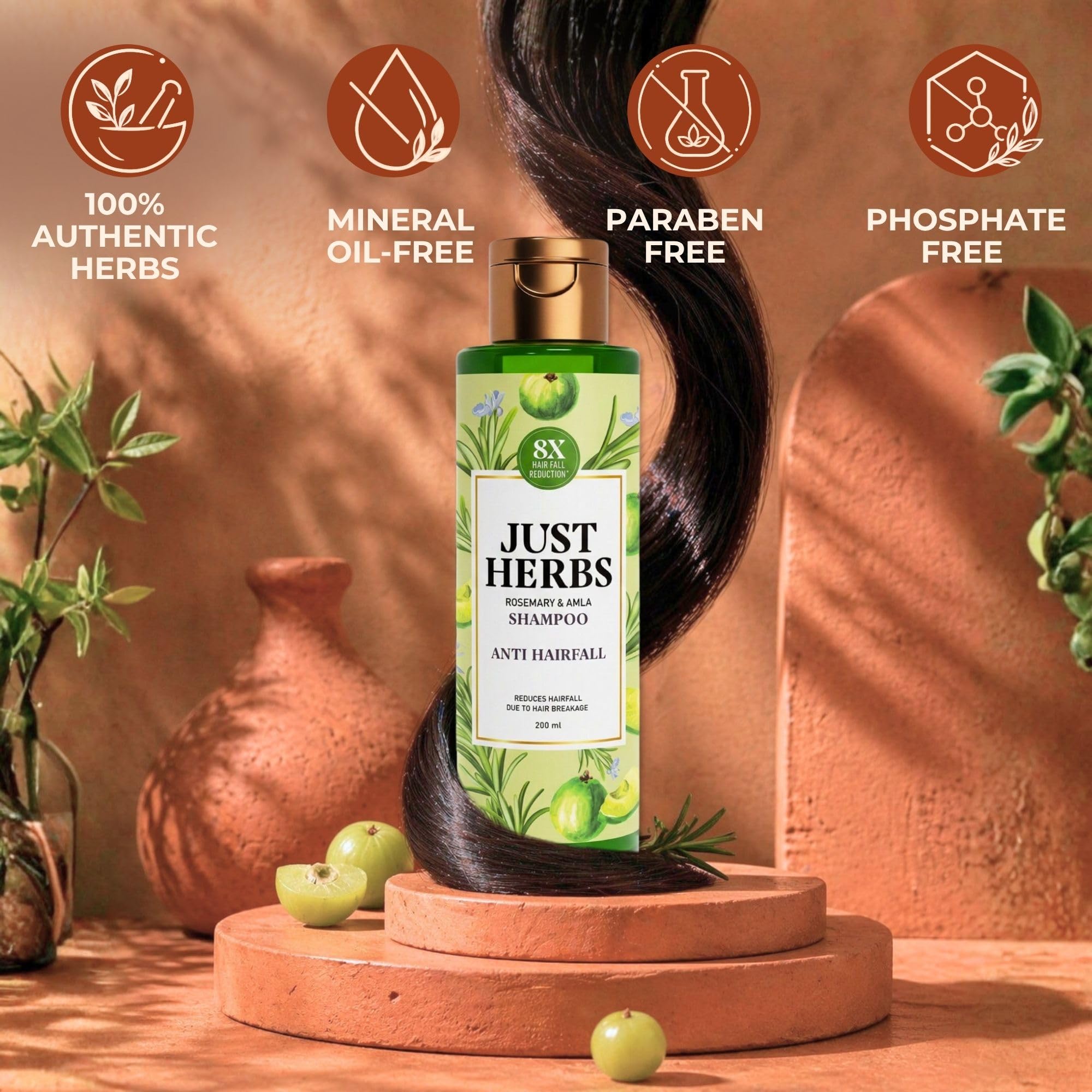 Just Herbs Ayurvedic Shampoo with Amla, Hibiscus & Neem for Normal to Oily Hair - label detail