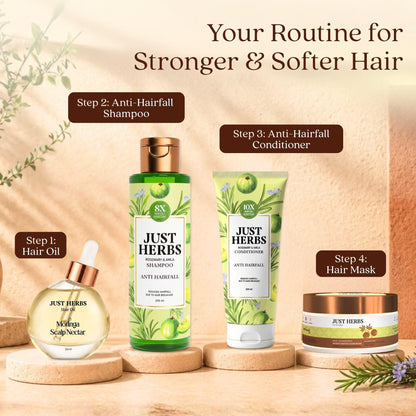 Just Herbs Ayurvedic Shampoo with Amla, Hibiscus & Neem for Normal to Oily Hair - size and scale
