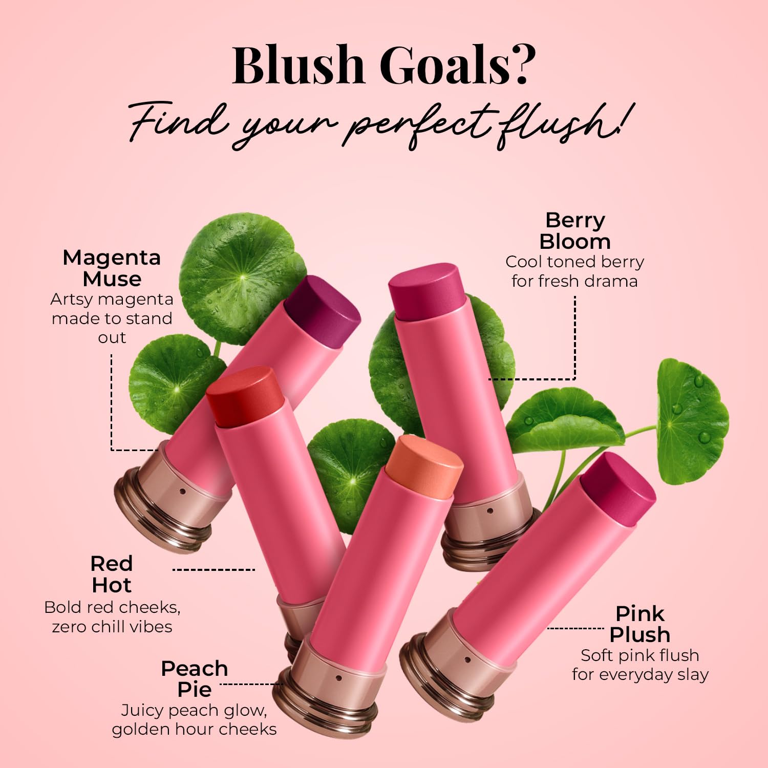 Just Herbs Dewy Glow Blush Stick, Cream Blush for Eyes Cheeks and Lips, Shea Butter and Cica, 14g - ingredients panel