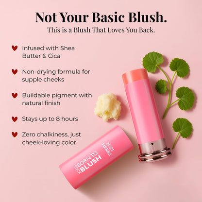 Just Herbs Dewy Glow Blush Stick Peach Born 14g Multi-Purpose Cream Blush for Cheeks Eyes Lips - back view