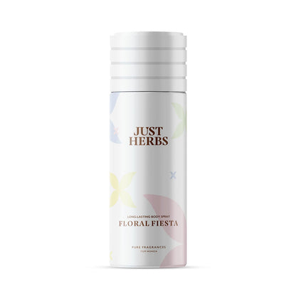 Just Herbs Floral Fiesta Body Spray for Women, 150 ml, Natural Deodorant with Magnolia and Lotus