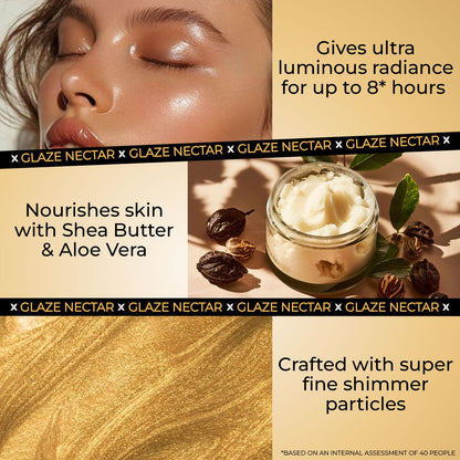 Just Herbs Glaze Nectar Ultra Radiance Liquid Highlighter, 6g, Face Shaping Makeup with Shea Butter and Aloe Vera - back view