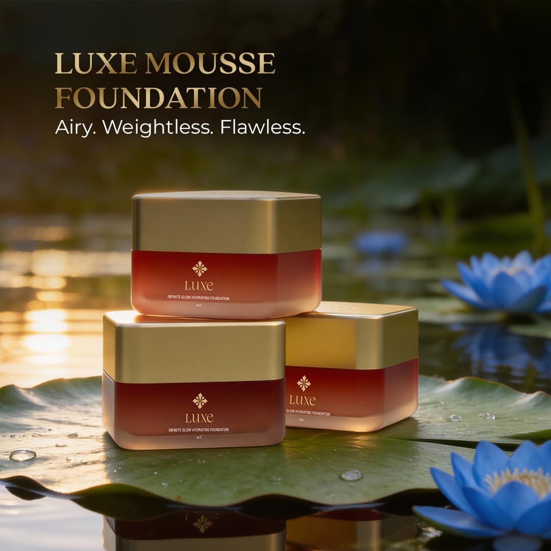 Just Herbs Luxe Infinite Glow Hydrating Foundation, Whipped Mousse Makeup, Soft Matte Finish, Ayurvedic Formula, 6 Shades - b