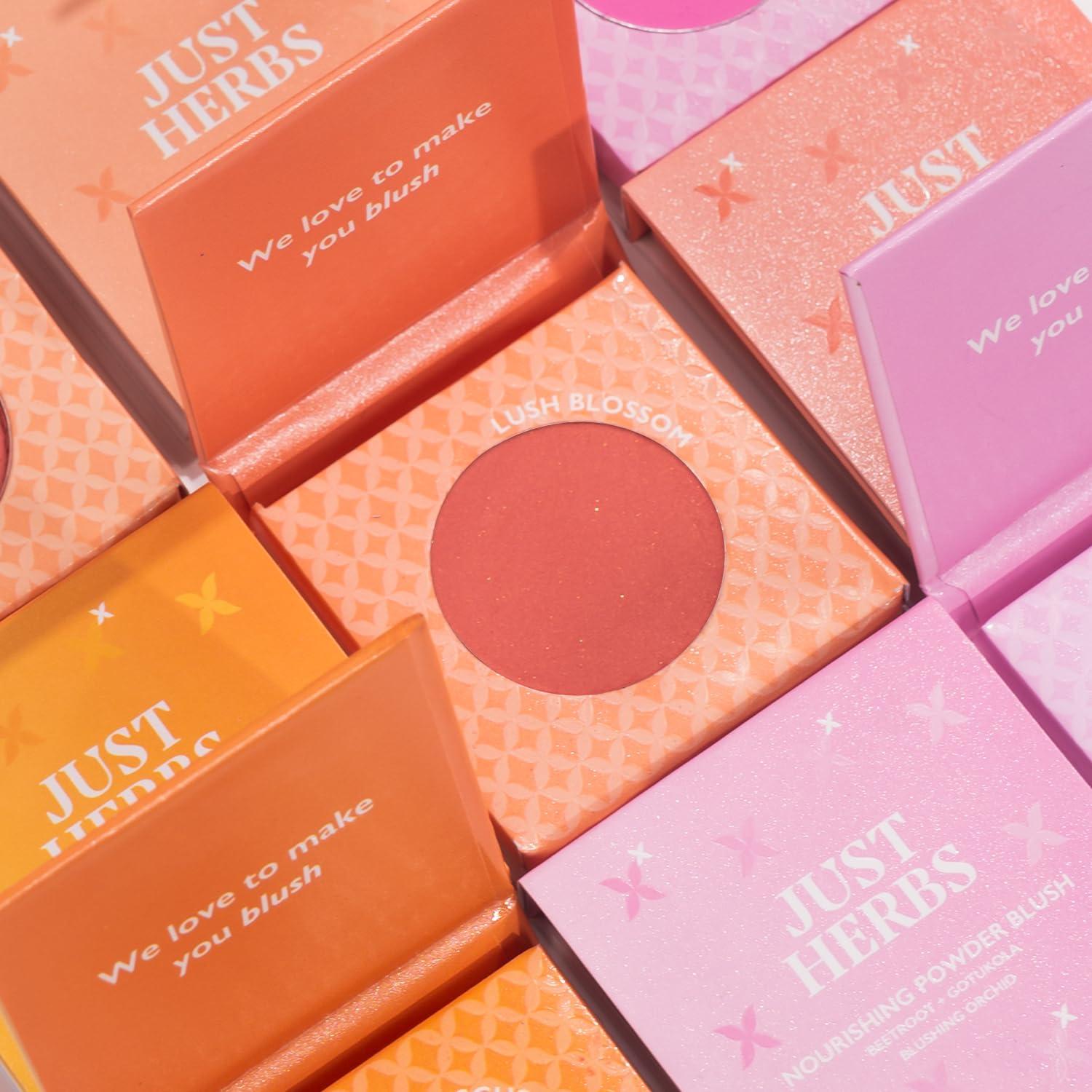 Just Herbs Nourishing Powder Blush Infused with Beetroot & Gotukola, Highly Pigmented, Buildable, All Skin Tones, 3.5 g (Lush