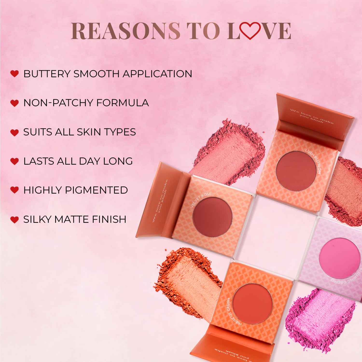 Just Herbs Nourishing Powder Blush Infused with Beetroot & Gotukola, Highly Pigmented, Buildable, All Skin Tones, 3.5 g (Lush