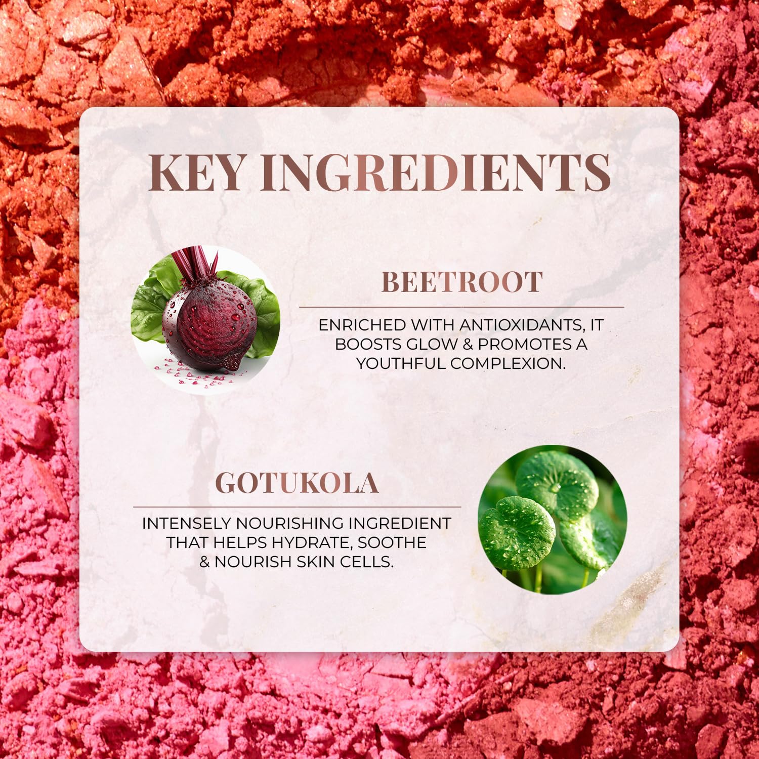 Just Herbs Nourishing Powder Blush Infused with Beetroot & Gotukola, Highly Pigmented, Buildable, All Skin Tones, 3.5 g (Lush