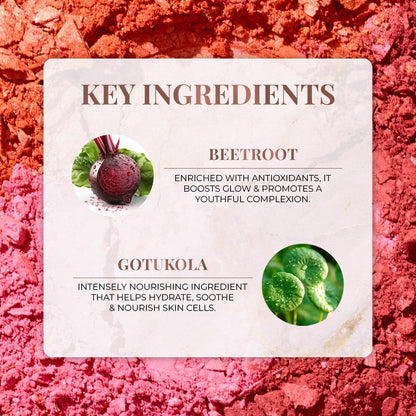 Just Herbs Nourishing Powder Blush Infused with Beetroot & Gotukola, Highly Pigmented, Buildable, All Skin Tones, 3.5 g (Lush