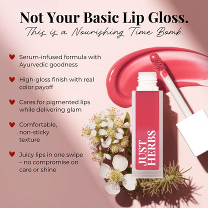 Just Herbs Serum-infused Lip Gloss for Women, 4 x 4g, High-Pigment Non-Sticky Ayurvedic Lip Color - back view (11)