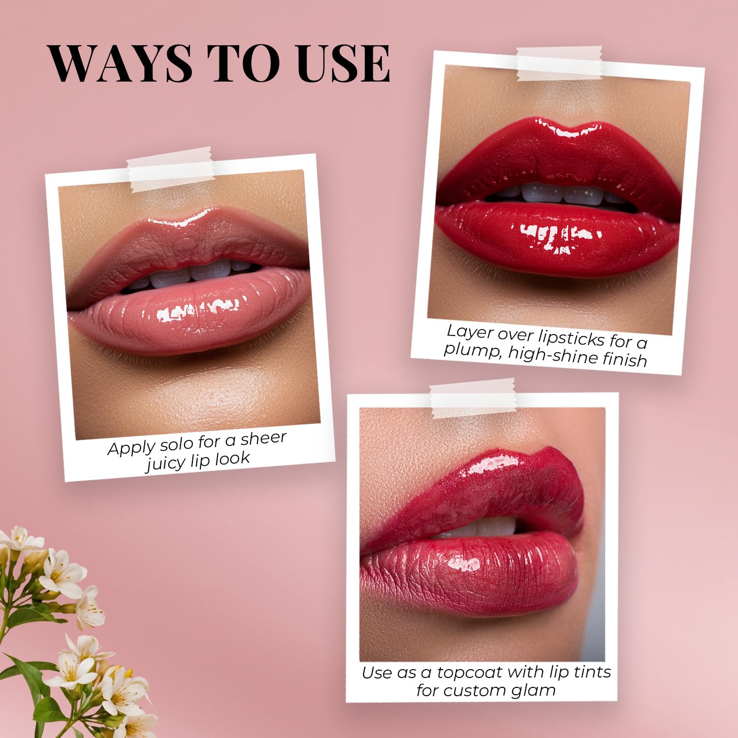 Just Herbs Serum-infused Lip Gloss for Women, 4 x 4g, High-Pigment Non-Sticky Ayurvedic Lip Color - close-up detail