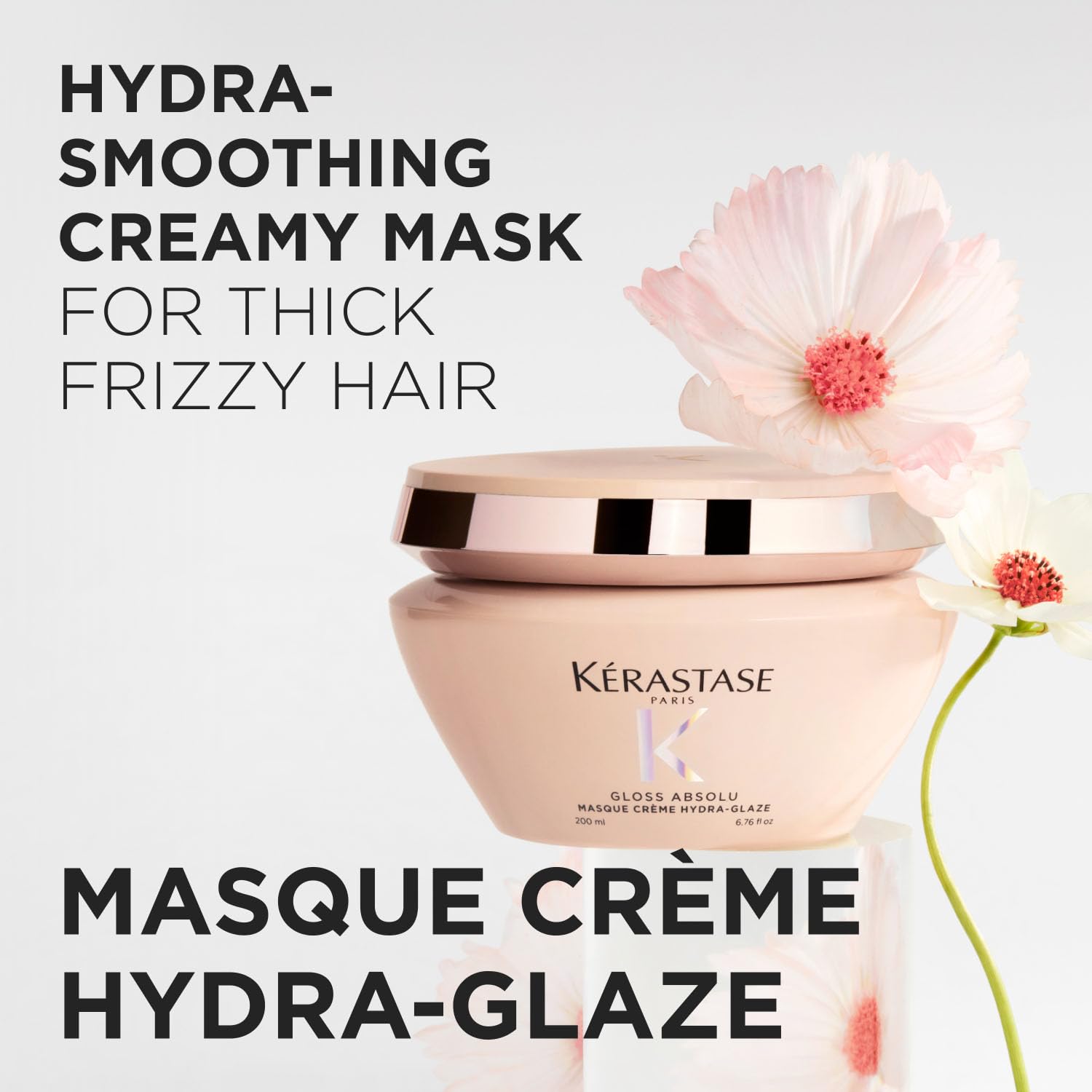 Kérastase Gloss Absolu Crème Anti-Frizz Mask, 200ml, Hair Mask for Medium to Thick Hair with Hyaluronic Acid and Glycolic Aci