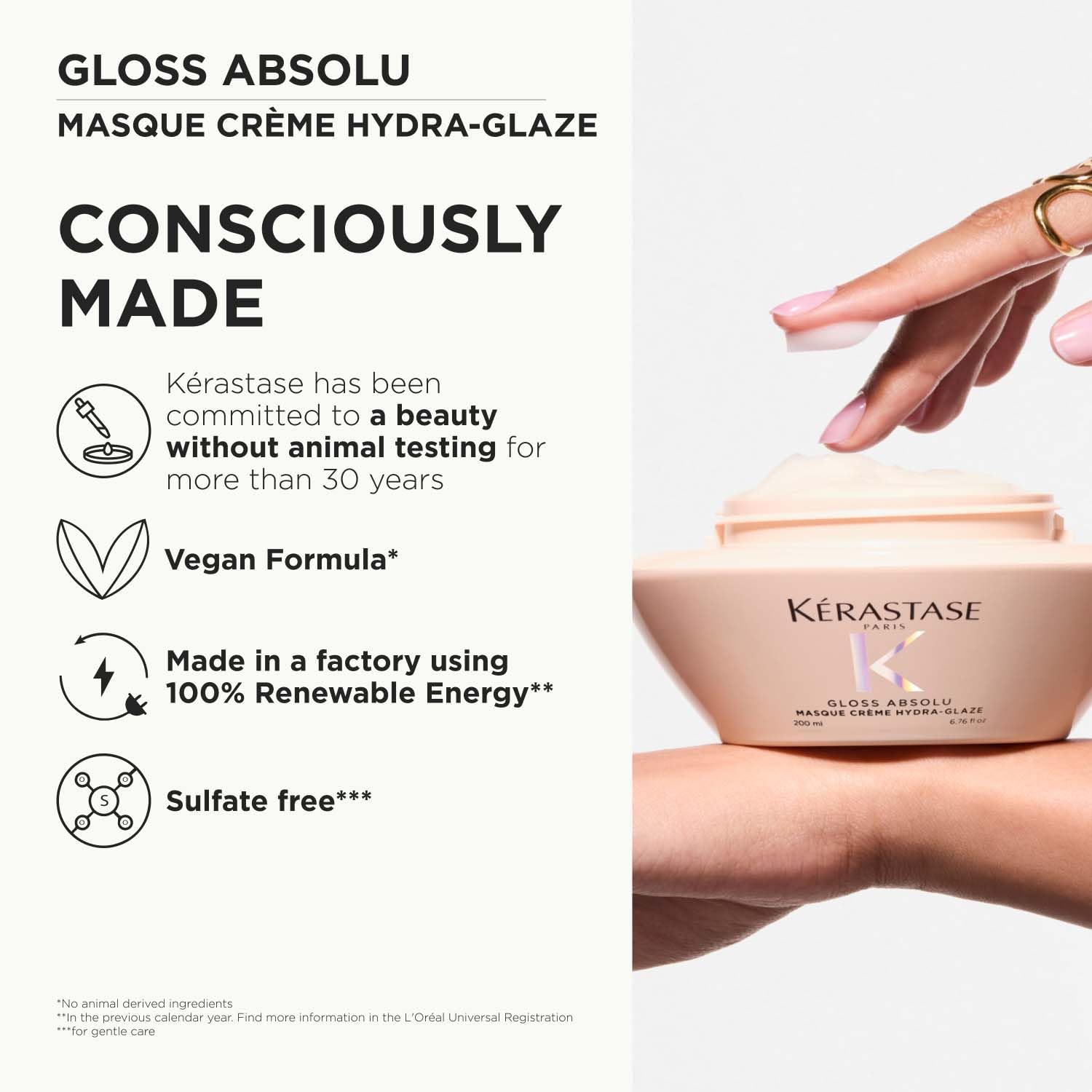 Kérastase Gloss Absolu Crème Anti-Frizz Mask, 200ml, Hair Mask for Medium to Thick Hair with Hyaluronic Acid and Glycolic Aci