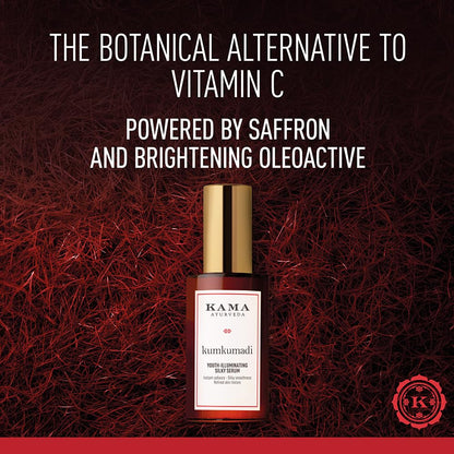 Kama Ayurveda Kumkumadi Silky Face Serum, 15ml, with Kumkumadi Oil and Hyaluronic Acid - back view