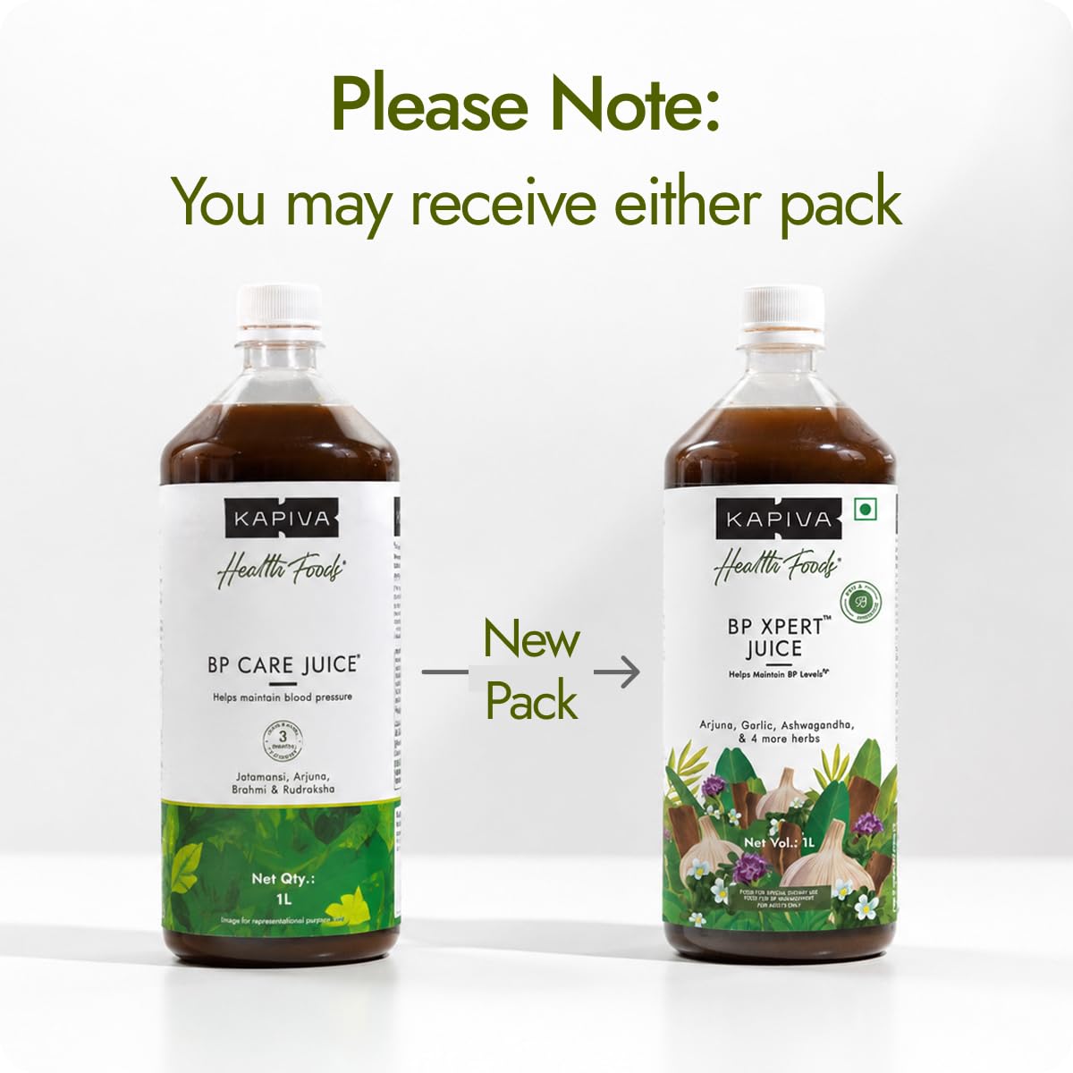 Kapiva BP Care Juice, 1 Litre, Herbal Supplement with Arjuna, Garlic, Guggul & Jatamansi, GMP Certified, No Added Sugar - fro
