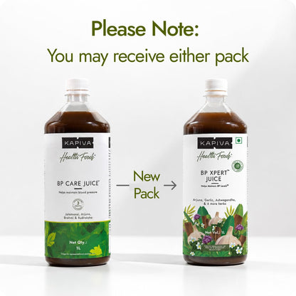 Kapiva BP Care Juice, 1 Litre, Herbal Supplement with Arjuna, Garlic, Guggul & Jatamansi, GMP Certified, No Added Sugar - fro