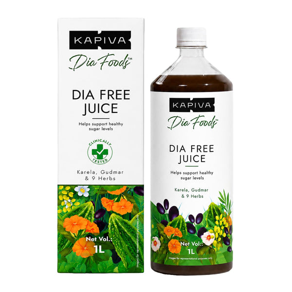 Kapiva Dia Free Juice, 1L, Herbal Supplement with 11 Ayurvedic Herbs Amla Karela Jamun Guduchi