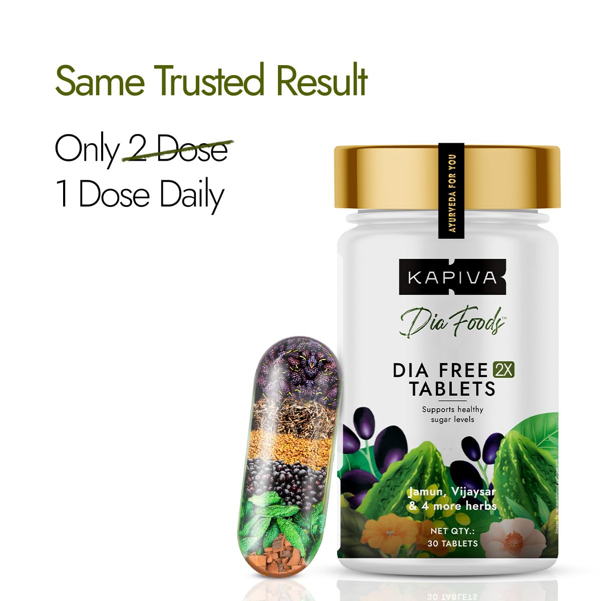 Kapiva Dia Free Juice, 1L, Herbal Supplement with 11 Ayurvedic Herbs Amla Karela Jamun Guduchi - front view (10)