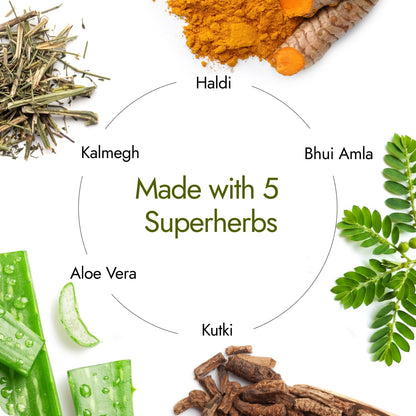 Kapiva Liver Care Juice, 1L, Herbal Supplement with Aloe Vera, Kalmegh, Kutki, Bhui Amla, Haldi - back view
