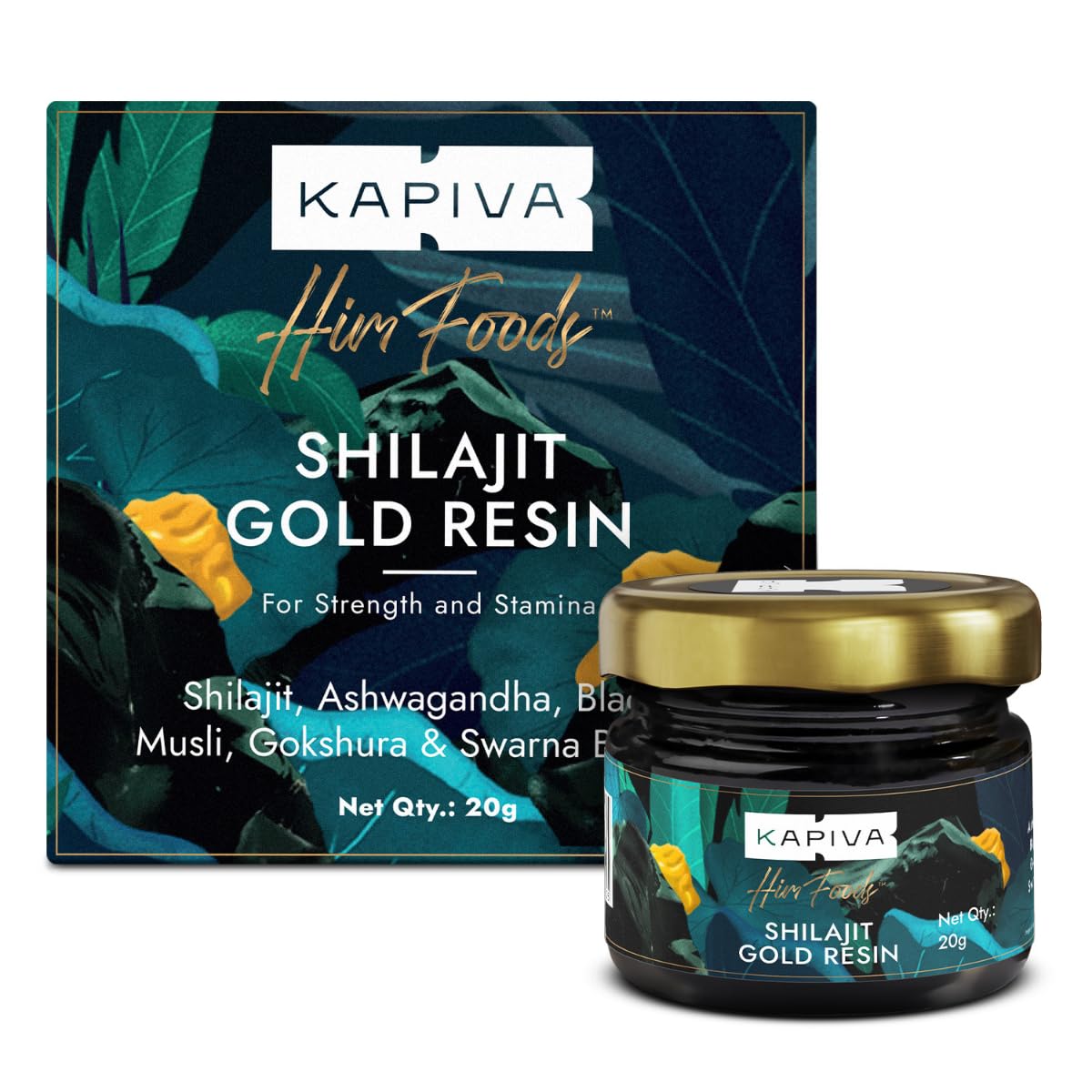 Kapiva Shilajit Gold Resin, 500mg/Serving, 24 Carat Gold, Nagori Ashwagandha, Black Musli (10)