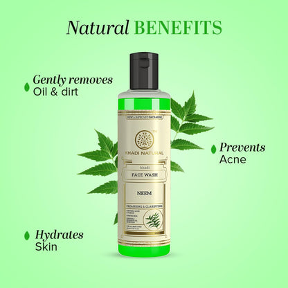 Khadi Natural Ayurvedic Neem Face Wash, Paraben and SLS Free, Suitable for All Skin Types, 210ml - back view