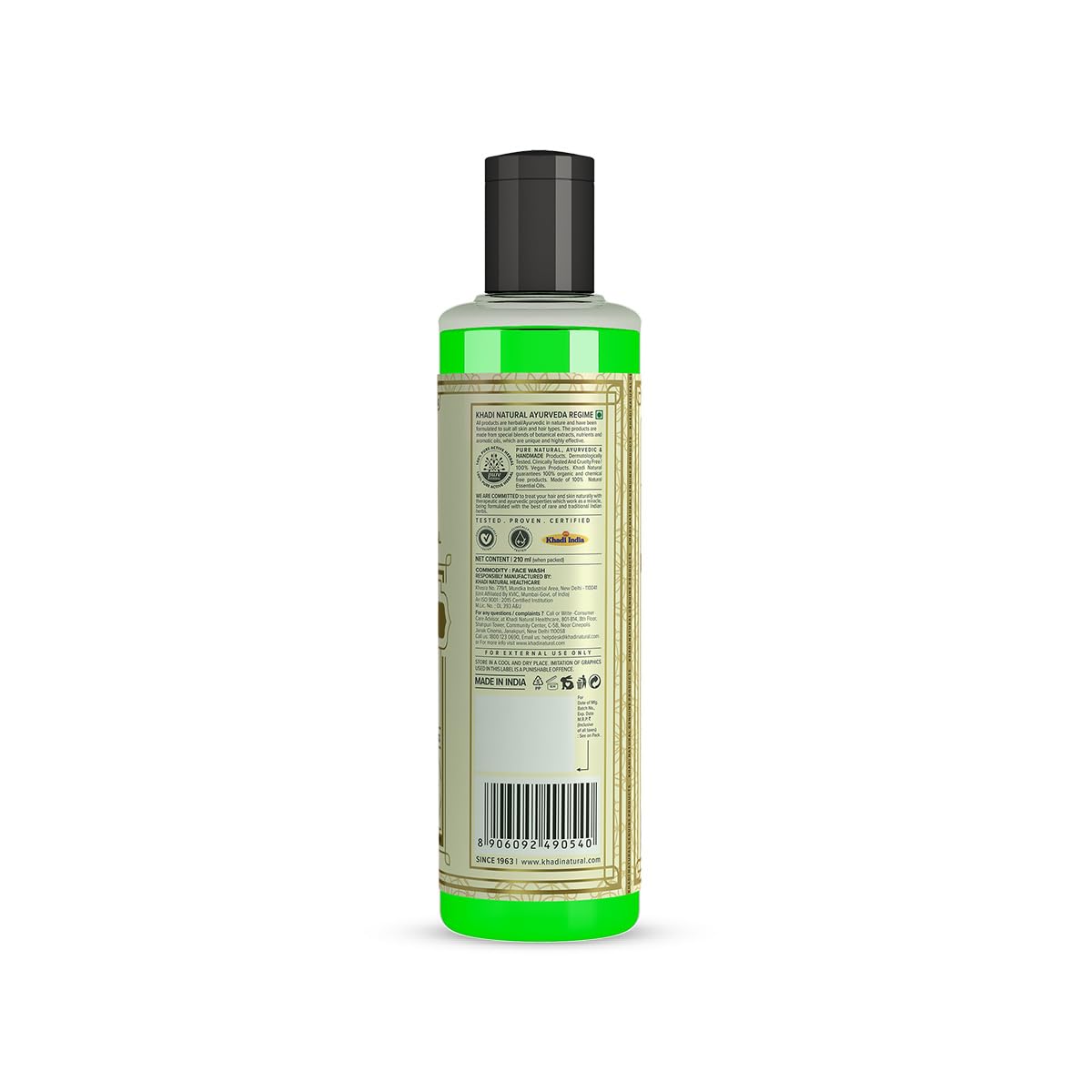 Khadi Natural Ayurvedic Neem Face Wash, Paraben and SLS Free, Suitable for All Skin Types, 210ml - close-up detail