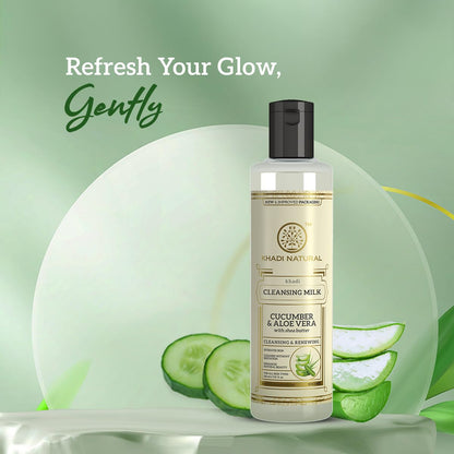 Khadi Natural Cucumber and Aloe Vera Cleansing Milk, Herbal Face Cleanser for Makeup Removal - back view