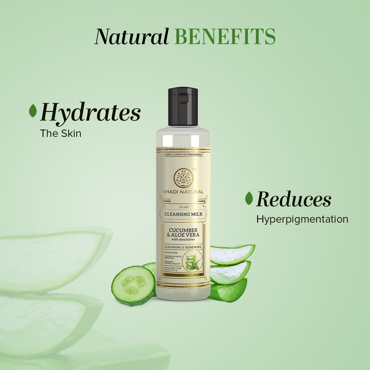 Khadi Natural Cucumber and Aloe Vera Cleansing Milk, Herbal Face Cleanser for Makeup Removal - label detail