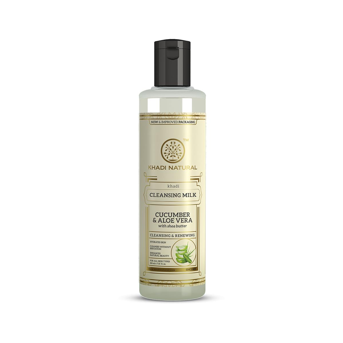 Khadi Natural Cucumber and Aloe Vera Cleansing Milk, Herbal Face Cleanser for Makeup Removal - close-up detail