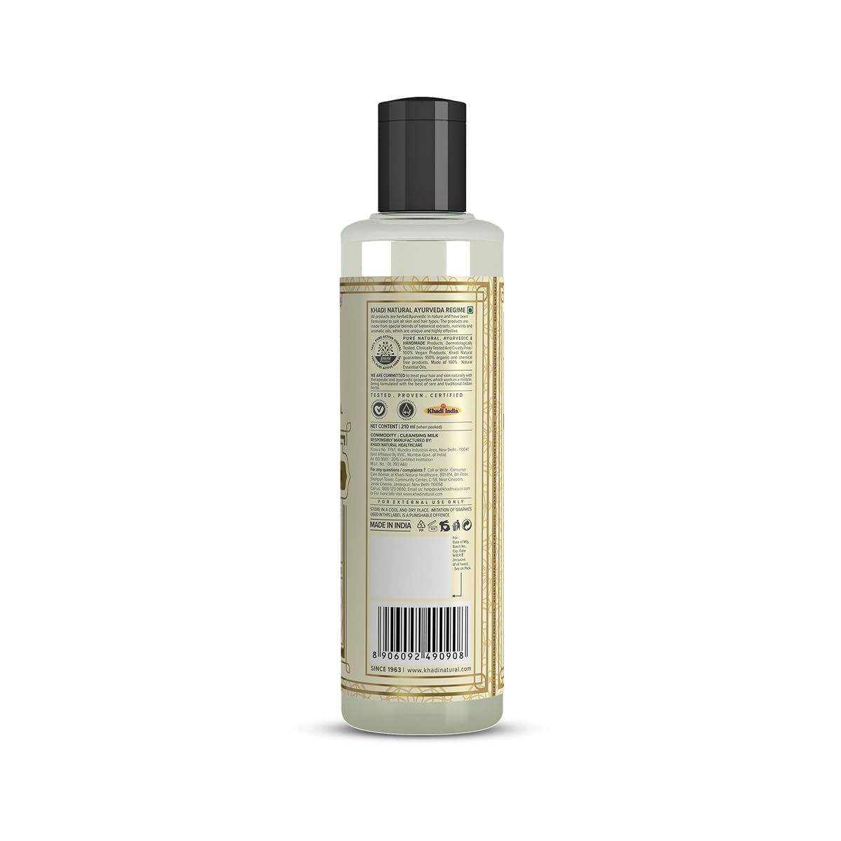 Khadi Natural Cucumber and Aloe Vera Cleansing Milk, Herbal Face Cleanser for Makeup Removal - in use