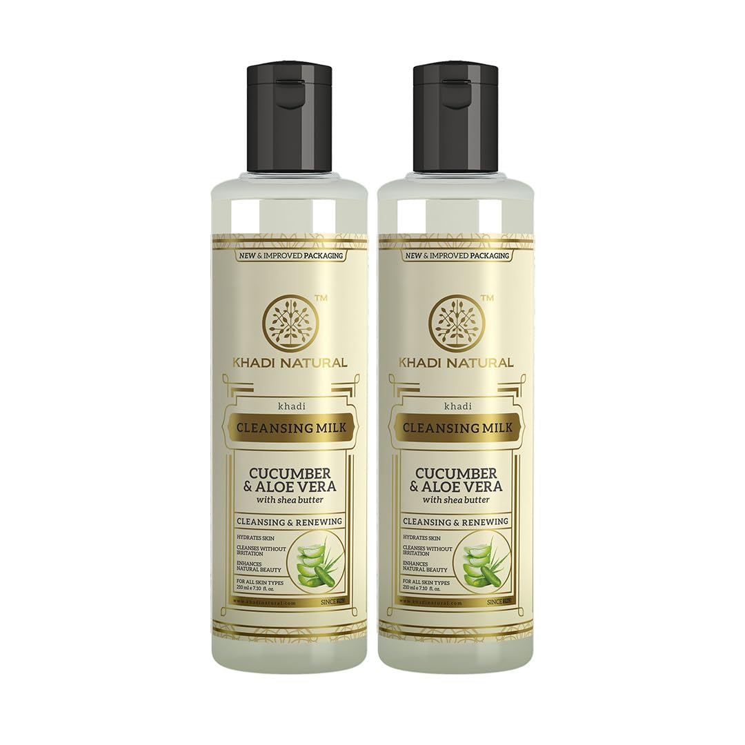 Khadi Natural Cucumber and Aloe Vera Cleansing Milk, Herbal Face Cleanser for Makeup Removal (9)