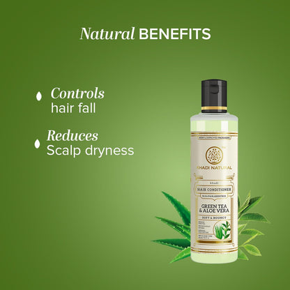 Khadi Natural Green Tea & Aloe Vera Hair Conditioner, 210ml, SLS & Paraben Free - front view