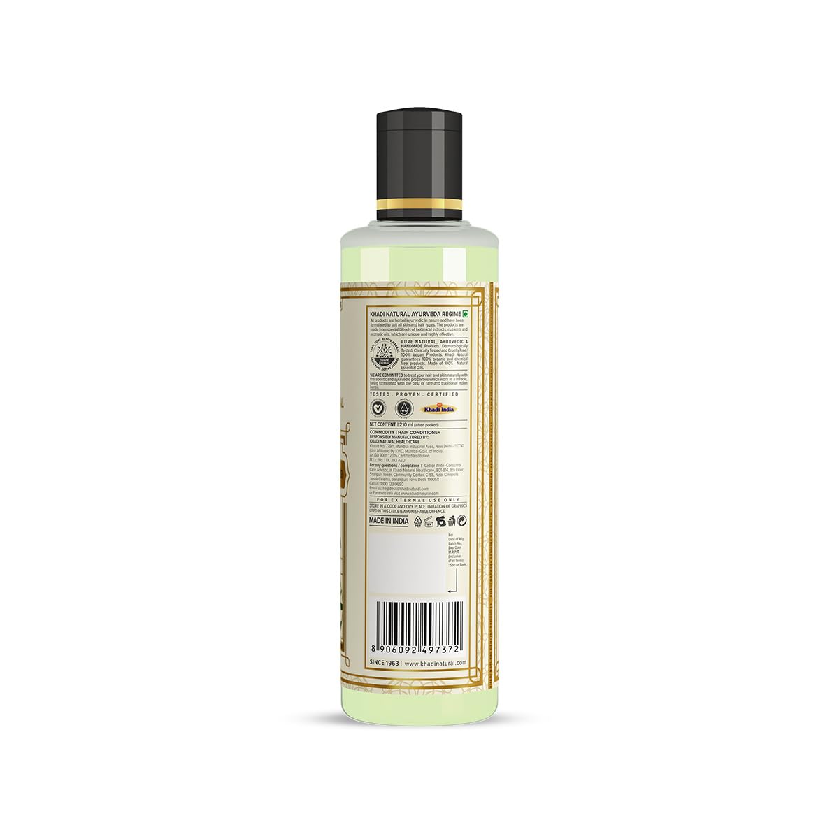 Khadi Natural Green Tea & Aloe Vera Hair Conditioner, 210ml, SLS & Paraben Free - close-up detail