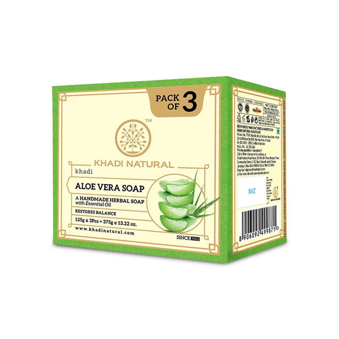 Khadi Natural Herbal Bath Soap, Solid Soap Bar, Pack of 3, 499g