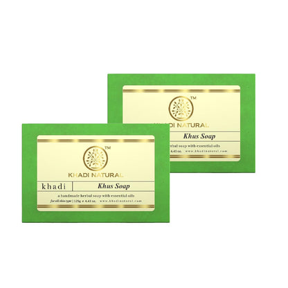Khadi Natural Khus Handmade Soap, Solid Herbal Soap Bar, Pack of 2, 250g