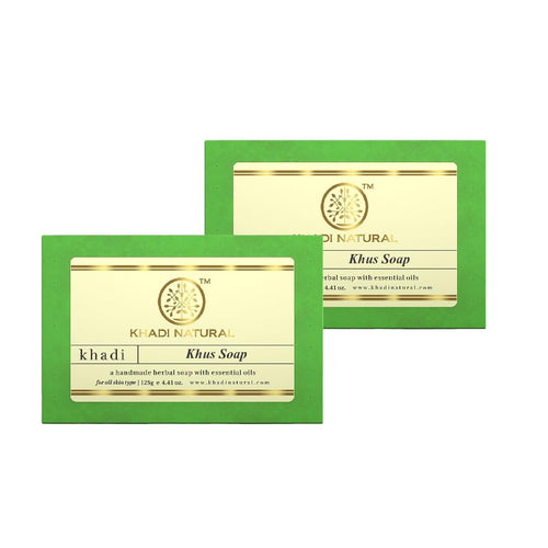 Khadi Natural Khus Handmade Soap, Solid Herbal Soap Bar, Pack of 2, 250g
