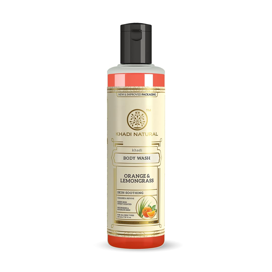 Khadi Natural Orange & Lemongrass Herbal Body Wash Shower Gel, 210ml, for Men and Women