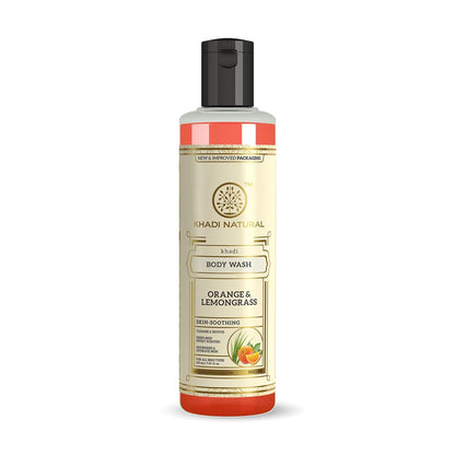 Khadi Natural Orange & Lemongrass Herbal Body Wash Shower Gel, 210ml, for Men and Women