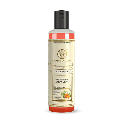 Khadi Natural Orange & Lemongrass Herbal Body Wash Shower Gel, 210ml, for Men and Women