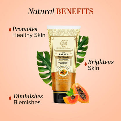 Khadi Natural Papaya Face Wash, Herbal Face Cleanser, SLS and Paraben Free, 210ml - front view