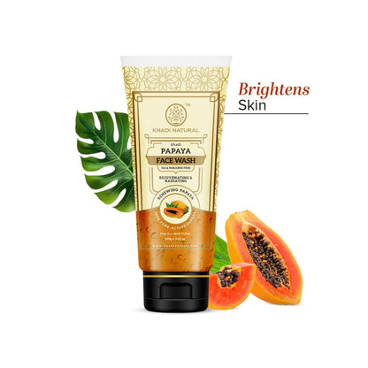 Khadi Natural Papaya Face Wash, Herbal Face Cleanser, SLS and Paraben Free, 210ml - back view