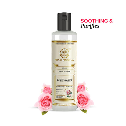 Khadi Natural Rose Water Skin Toner, 210ml, Herbal Facial Toner, Unisex, All Skin Types - packaging