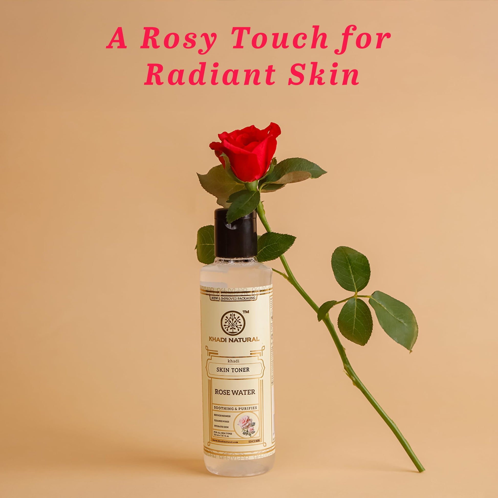 Khadi Natural Rose Water Skin Toner, 210ml, Herbal Facial Toner, Unisex, All Skin Types - label detail