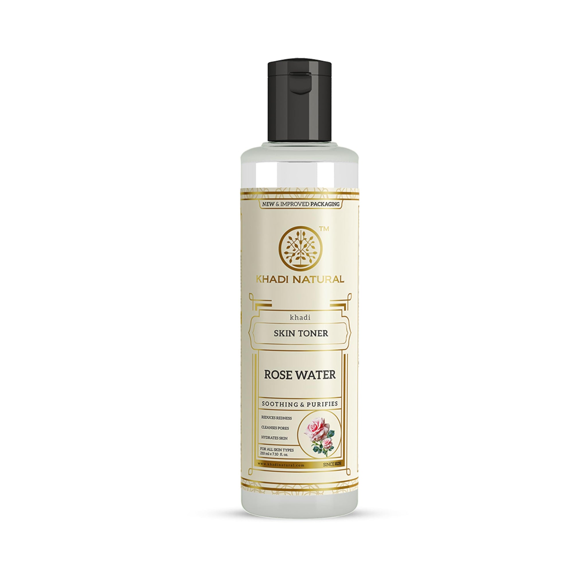 Khadi Natural Rose Water Skin Toner, 210ml, Herbal Facial Toner, Unisex, All Skin Types - ingredients panel