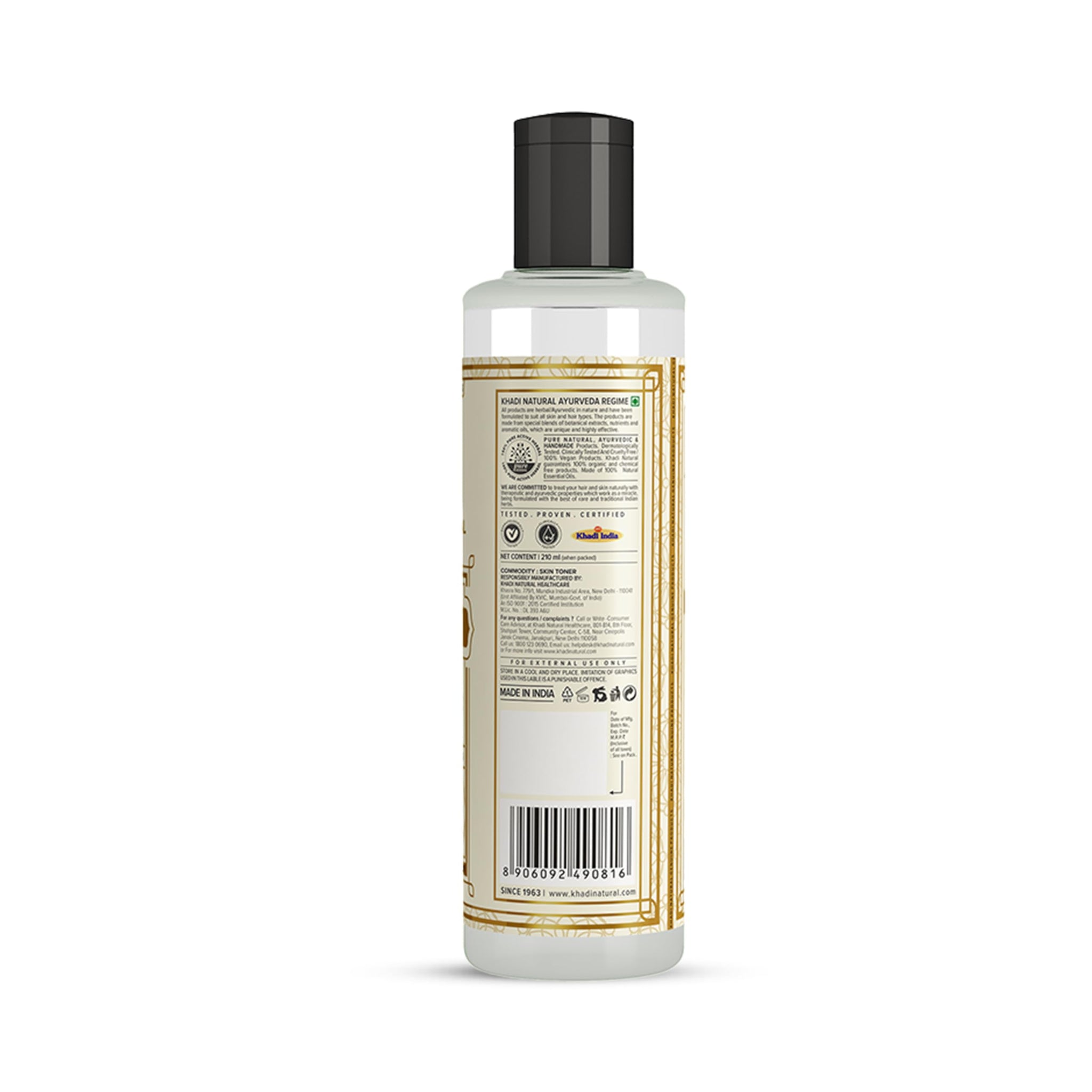 Khadi Natural Rose Water Skin Toner, 210ml, Herbal Facial Toner, Unisex, All Skin Types - close-up detail