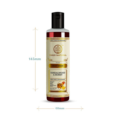 Khadi Natural Sandalwood & Honey Body Wash, Herbal Shower Gel, 210ml, Suitable for All Skin Types - label detail