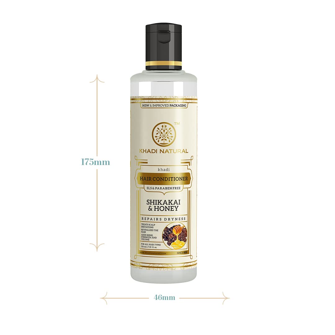 Khadi Natural Shikakai and Honey Herbal Hair Conditioner for All Hair Types, 210ml - label detail