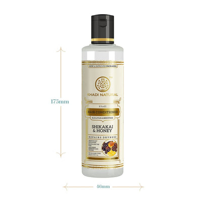 Khadi Natural Shikakai and Honey Herbal Hair Conditioner for All Hair Types, 210ml - label detail