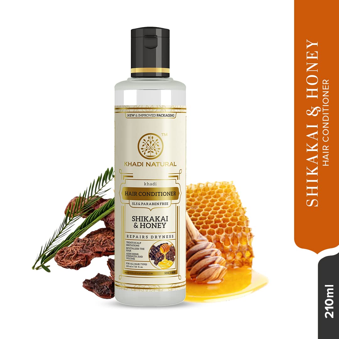 Khadi Natural Shikakai and Honey Herbal Hair Conditioner for All Hair Types, 210ml - ingredients panel