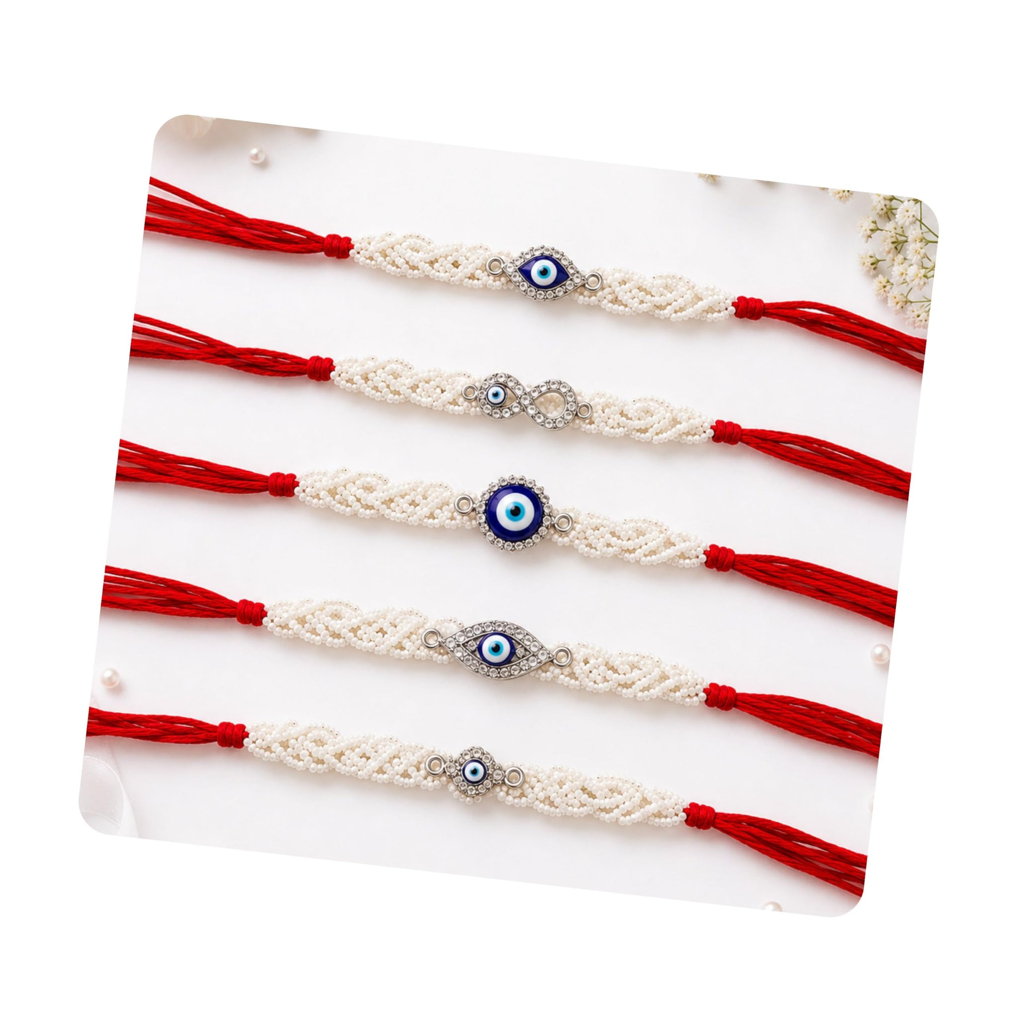 Khillayox Designer kids Cartoon Rakhi Set of 5 for Brother with Greeting Card & Roli Chawal Pack | Handmade Beaded Bracelet T