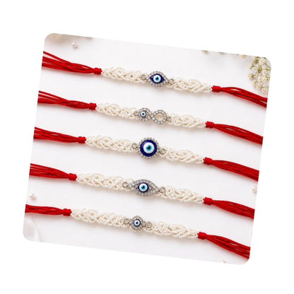 Khillayox Designer kids Cartoon Rakhi Set of 5 for Brother with Greeting Card & Roli Chawal Pack | Handmade Beaded Bracelet T